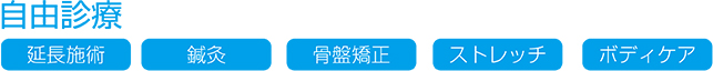 自由診療 : 延長施術・鍼灸・骨盤矯正・ストレッチ・ボディケア